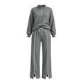 thumbnail image 4 of Xdegoge Womens 2 Piece Sweatsuits Half Zip Pullover Sweatshirt and Slit Wide Leg Pants Casual Lounge Sets Athletic Tracksuit, 4 of 9