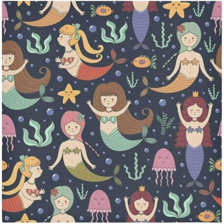 GZHJMY Funny Little Mermaids Napkins Table Decorations Napkin Set for Gift Giving, Dining, Parties 20 x 20in