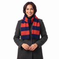 thumbnail image 4 of COUVER Unisex Knit Winter Rugby Striped Scarf Navy and Red 1 Pack, 4 of 7