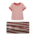 thumbnail image 6 of DOKOTOO Women's Short Sleeve T Shirts Summer Ribbed Knit Crewneck Striped Loose Basic Tee Casual Tops Blouses, 6 of 8