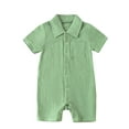 thumbnail image 1 of SUNSIOM Baby Boys Girls Jumpsuits Short Sleeve Lapel Collar Solid Color Button Up Rompers Newborn Clothes, 1 of 6