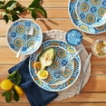 thumbnail image 2 of Buenisimo 12-Piece Bamboo Melamine Dinnerware Set, Blue Tile, 2 of 6