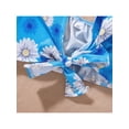 thumbnail image 6 of Gzhioc Toddler Kids Girls 2 Pieces Outfits, Daisy Print Halterneck Off-Shoulder Short Sleeve Tops + Solid Color Strappy Shorts Set,Light Blue, 6 of 9