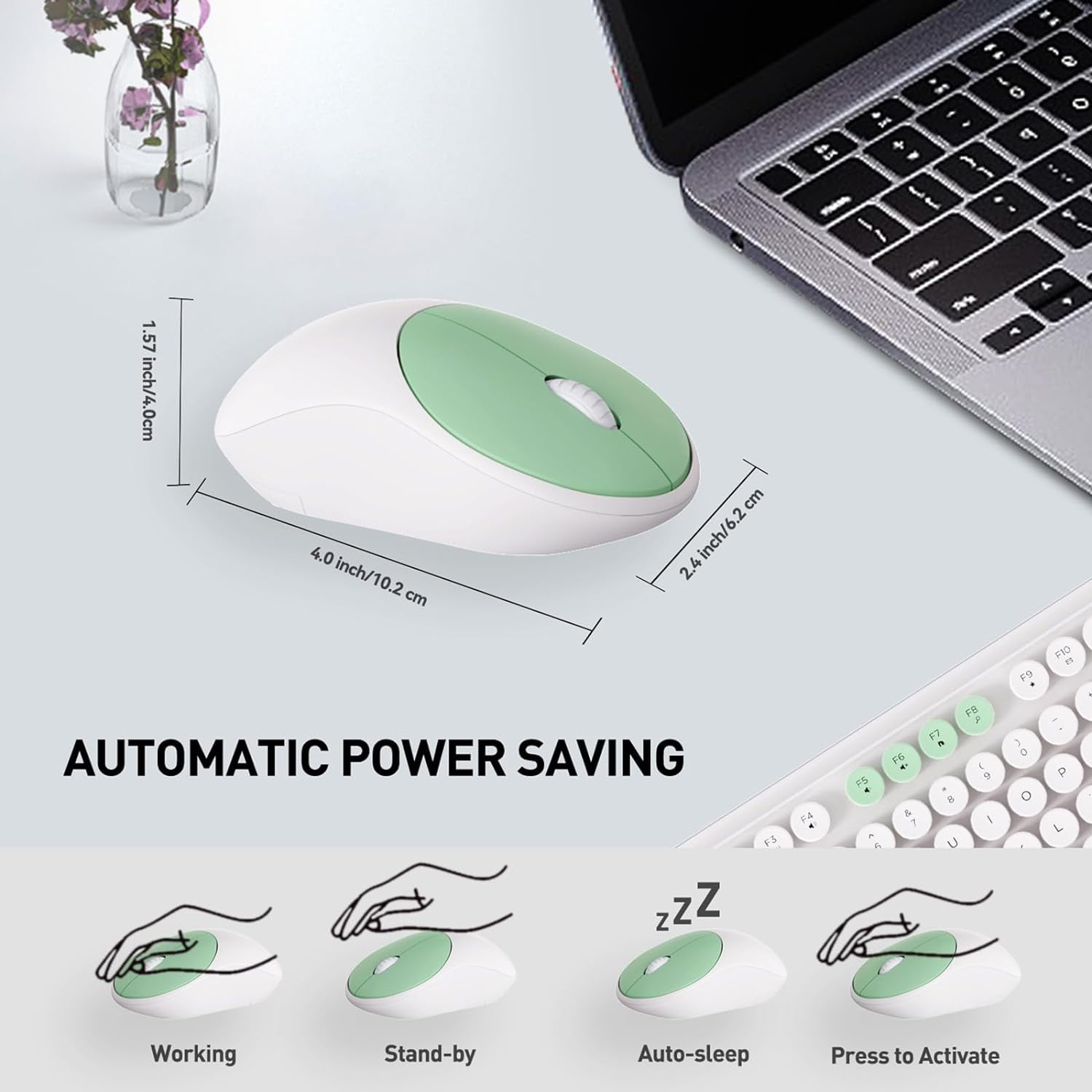 2.4GHz Wireless Keyboard and Mouse Set with Switch Button - Full-Size Keyboard - Compatible for Windows/Laptop/PC