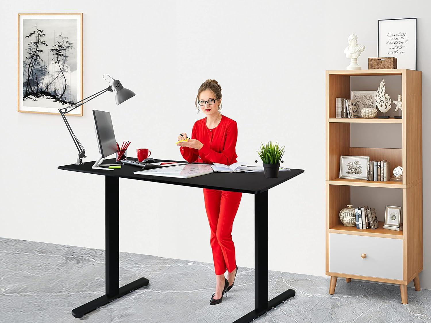 CRXX Height Adjustable Electric Standing Desk - Upgraded Ultra Durable Home Office Large Rectangular Computer or Laptop Sit Stand Workstation Table（4 FT，Black）