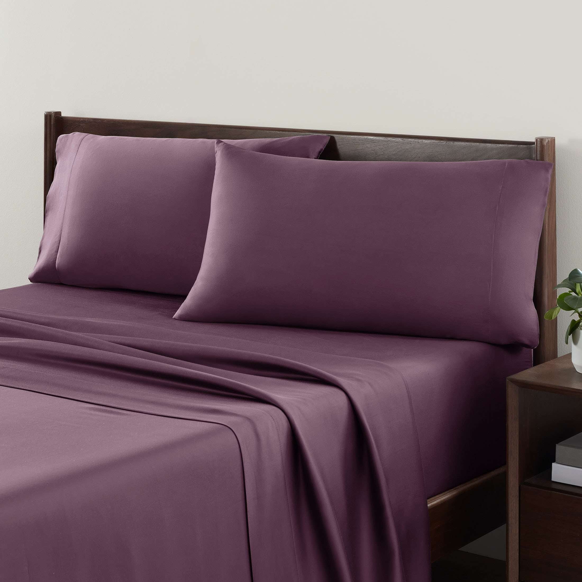 Allswell Soft & Silky 4-Piece Purple Mangosteen Viscose from Bamboo Sateen Bed Sheet Set, Queen
