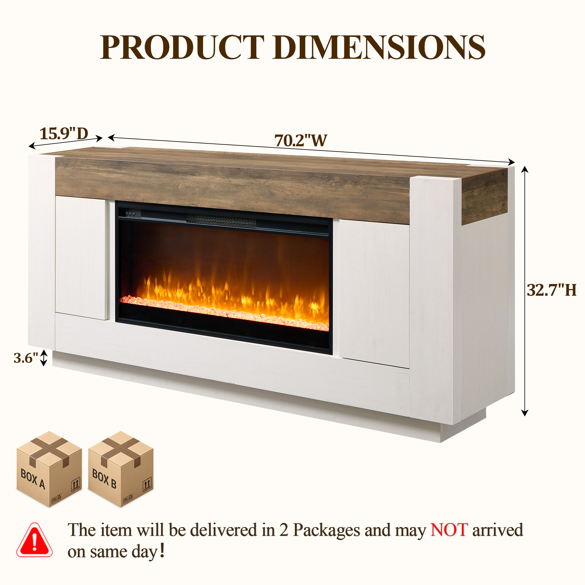 KeyWhat 70" Fireplace TV Stand with 36" Crystal Fireplace photo 8