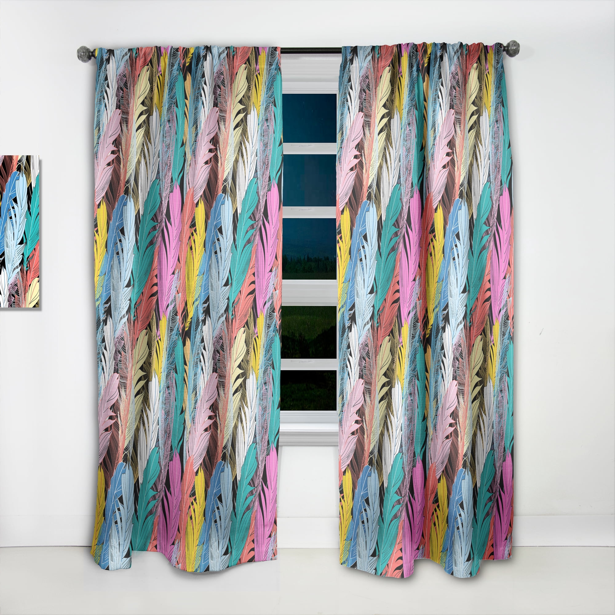 Designart 'Bird Feathers VII' Southwestern Curtain Panel