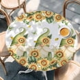 thumbnail image 2 of Sunflower Round Tablecloth, Fitted Table Cover with Elastic for 45"-54" Round Tables, Gnomes Butterfly Leaf Butterfly Pastoral Table Cloth Outdoor Indoor Dinning Party Waterproof Tablecloths, 2 of 7