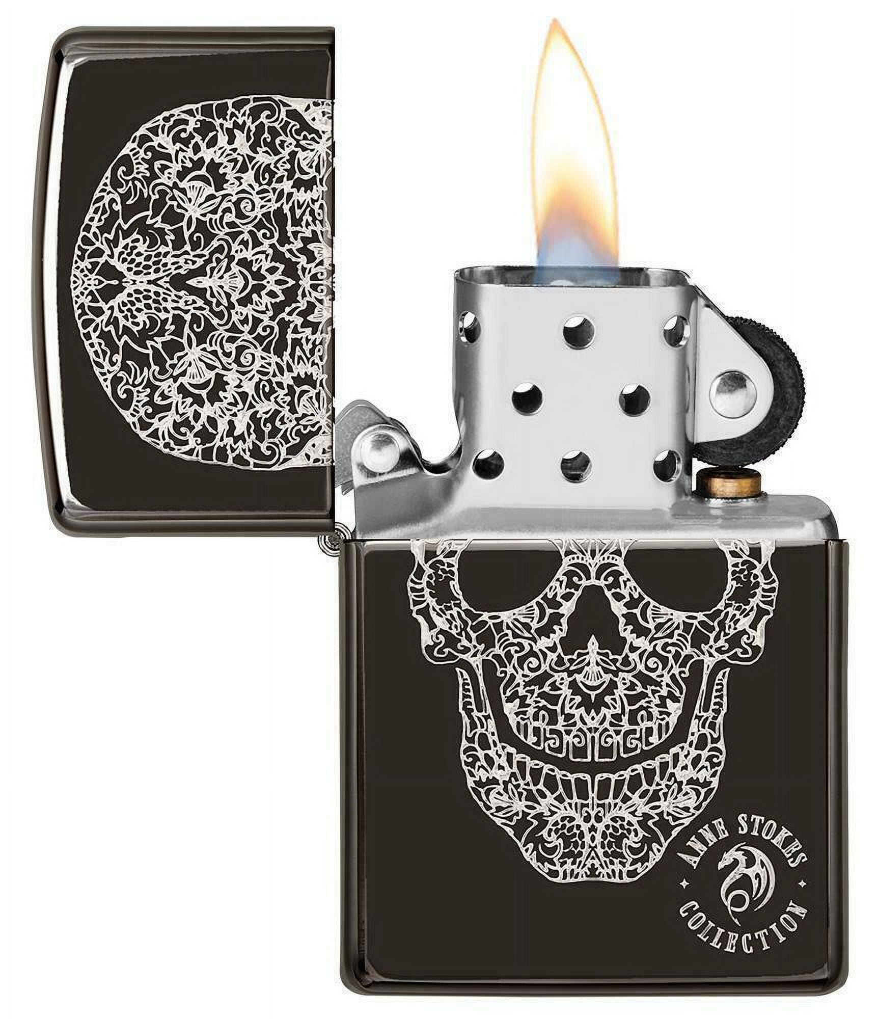 49143 Zippo Anne Stokes Skull High Polish Black Windproof Pocket Lighter