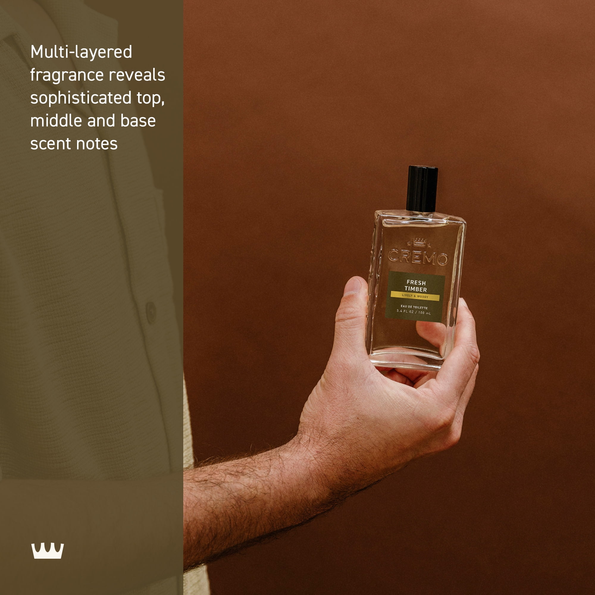 Cremo Men's Cologne Spray, Fresh Timber Scent, Cologne for Men, 3.4 fl oz