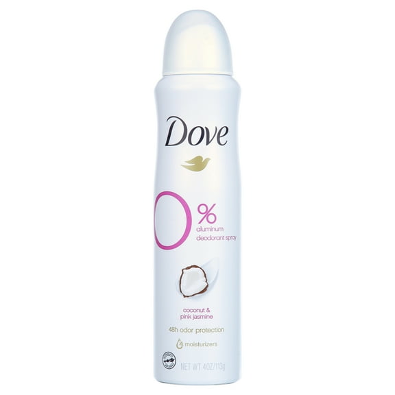 Dove 0% Aluminum Deodorant Spray Coconut & Pink Jasmine Aluminum Free 4 Oz