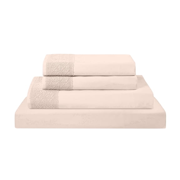 Modern Threads 4-Piece Crochet Lace Microfiber Adult Sheet Set, Blush, Full