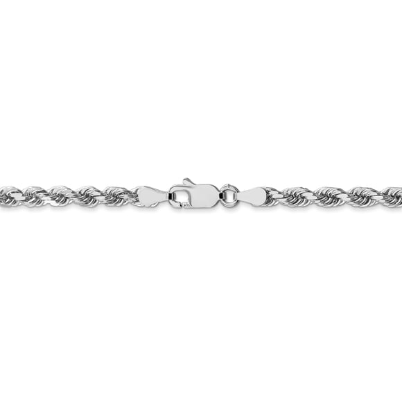 Leslie's Chaîne Corde en Or Blanc 14K de 4,00 mm à Coupe Diamant (Poids : 25,78 Grammes, Longueur : 20 Pouces)