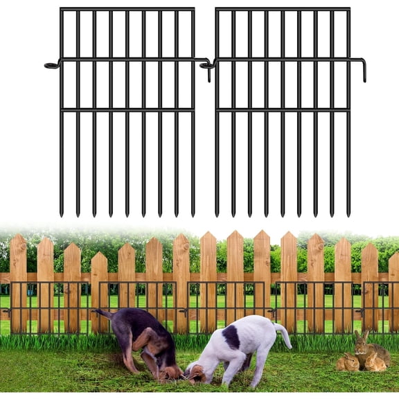Animal Barrier Fence, 25 Panels No Dig Fences, 17in(H) X 27ft(L) Garden Fence Animal Barrier for Rabbits and Dog Under Fence Barrier, Rustproof Metal Fences Border for Outdoor, Yard