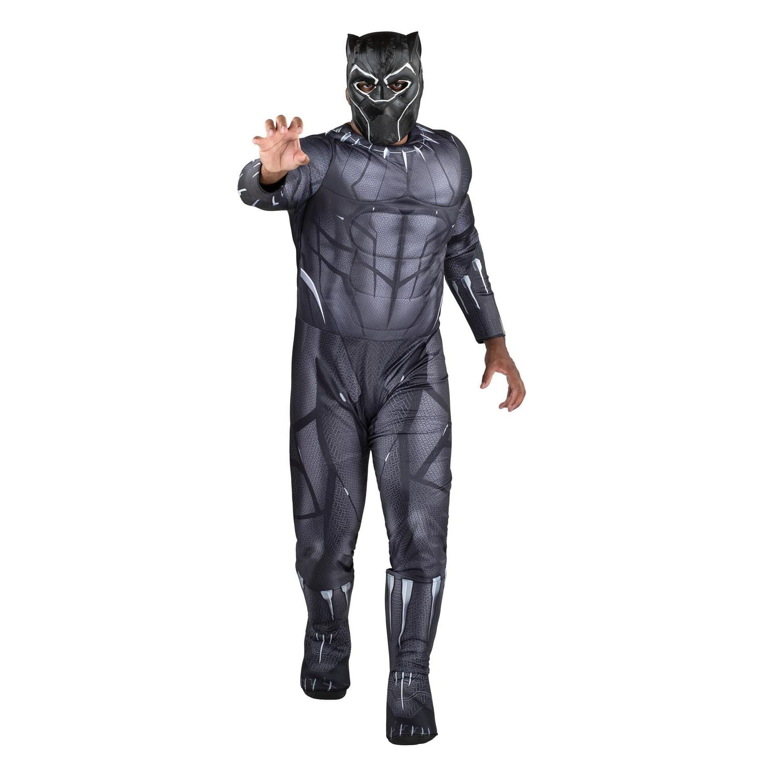 MARVEL Adult Black Panther Costume - Padded Jumpsuit and 3D Plastic Mask