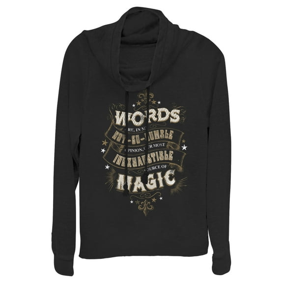 Junior's Harry Potter Dumbledore Humble Wisdom  Cowl Neck Sweatshirt Black X Small