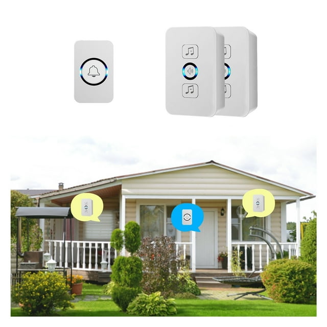 Wireless Doorbell, 1 Button 1 Receiver, 61 Ringtones, IP66 Waterproof, 150M Range, 4 Volume Levels, Easy Install, Low Power Consumption, Home Office Villa Shop Warehouse Use