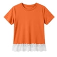 thumbnail image 3 of T-shirts à Manches Courtes pour Filles, Enfants, Mignon, Ourlet en Dentelle, Col Rond, Hauts d'Été, 3 of 7
