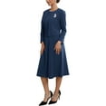 thumbnail image 3 of INSPIRE CHIC Women's Wedding Guest Suit Dress Two Pieces Sets Formal Sleeveless Dress and Crop Blazer Shrug 2XL Dark Blue, 3 of 4