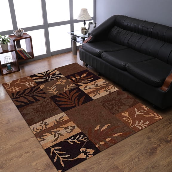 Rugsotic Carpets Hand Tufted Wool Eco-Friendly 5'x8' Area Rugs Rectangle Multicolor Floral Modern High Pile Thick Handmade Anti Skid Indoor Rug for Living Room, Bedroom K00690