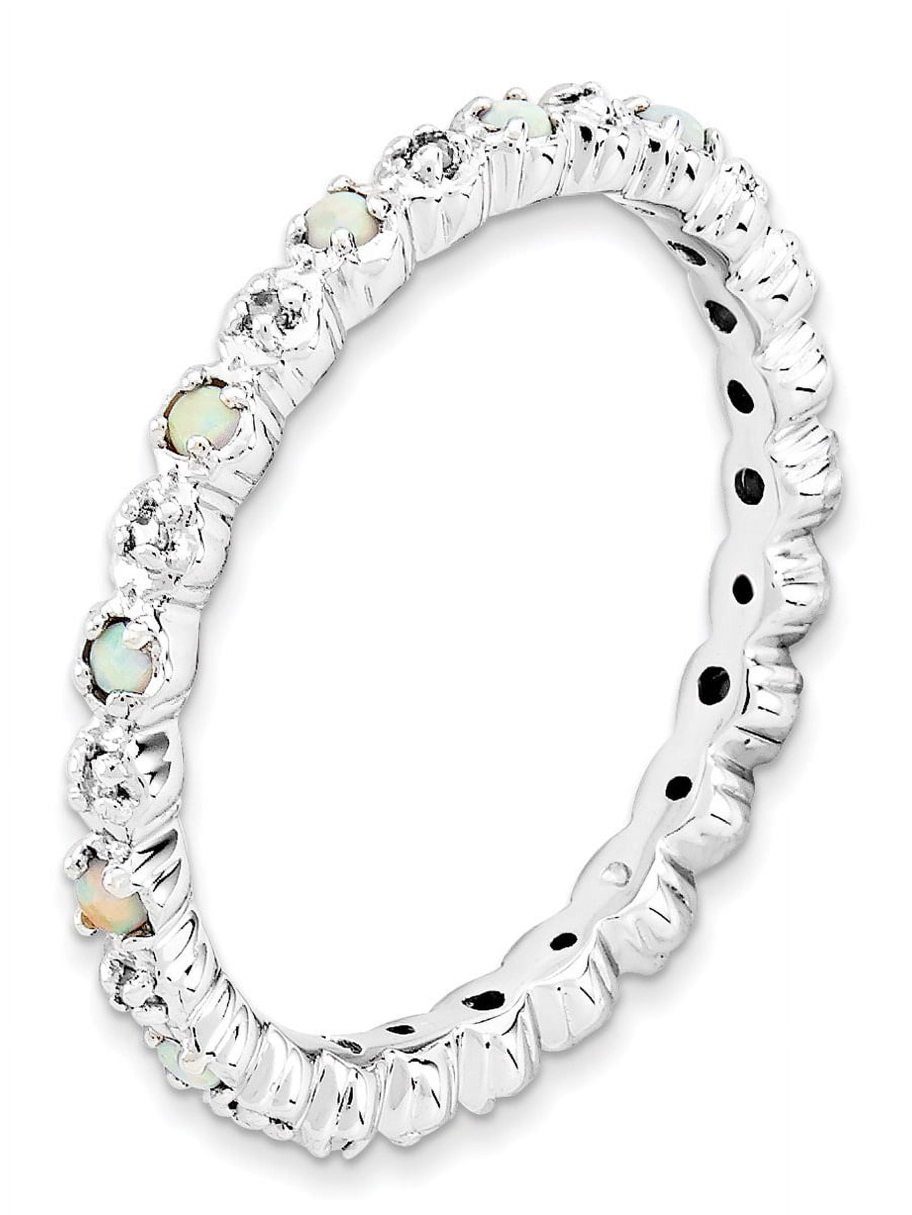 Created Opal and Diamond Sterling Silver Ring