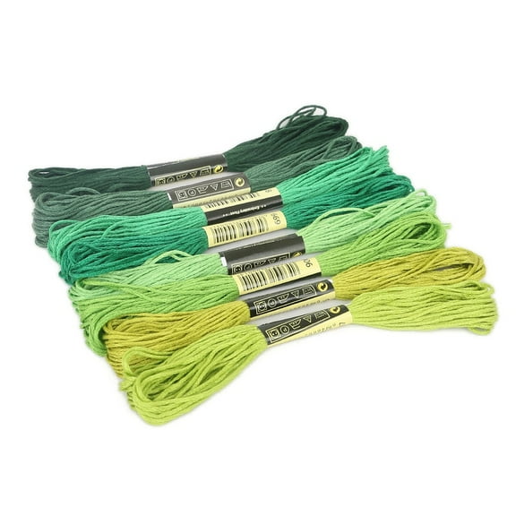 Cotton Crochet Threads Embroidery Threads Yarn for Lace Hand Knitting Green 1.4mm about 8.20 Yards(7.5m)/skein 8 skeins/set