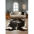 thumbnail image 3 of Genuine Leather Cowhide Dark Tricolor Area Rug, 6x7 ft, 3 of 5