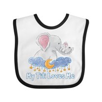 Inktastic My Titi Loves Me Cute Elephants Clouds Moon and Stars Boys or Girls Baby Bib