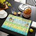 thumbnail image 3 of Blue Pioneer Flower Striped Pattern Summer Placemats Table Placemats Set Of 6-Linen Kitchen Washable Placemats Table Mats 11.8"x17.7" Non-Slip Heat Resistant, 3 of 5