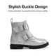 thumbnail image 2 of Botas DREAM PAIRS para Niñas Combat con Brillo Plata Talla 5, 2 of 5
