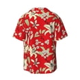 thumbnail image 2 of Vsdgher Lilies Flowers Print Men's Wrinkle Free Untucked Cuban Shirt Business Casual Button Down Shirts Short Sleeve Shirt, 2 of 7