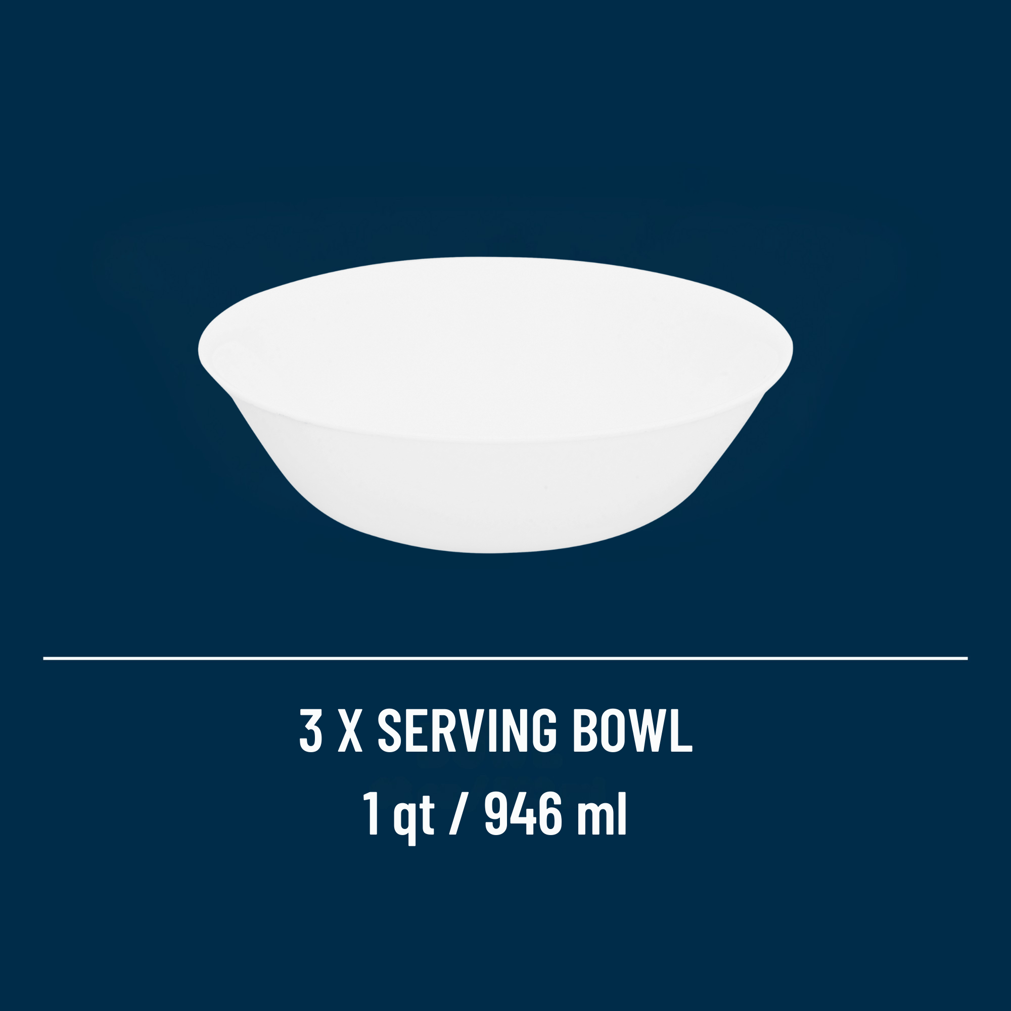 Corelle Winter Frost White 32 oz Glass Serving Bowls, Set of 3 photo 7