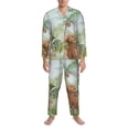 thumbnail image 3 of Balery Watercolor African Animals Wildlife Pijama para Hombre de Dos Piezas con Manga Larga, Conjunto de Dormir y Descanso Suave con Bolsillos-Medium, 3 of 7