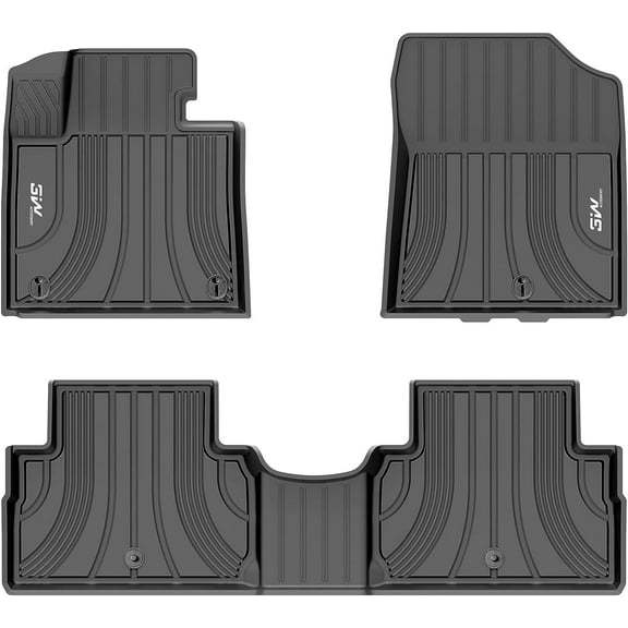 3W Floor Mats for Hyundai Sonata 2020-2023/Kia K5 2021-2023, TPE All Weather Protection Custom Fit Floor Liner First and Second Rows Full Set Car Liners Black(Only FWD Models)