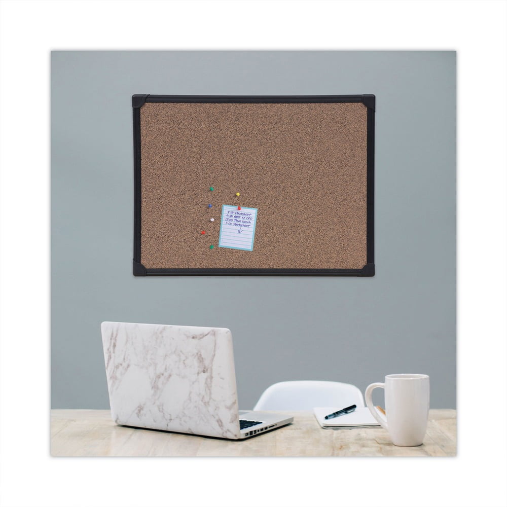 Universal Tech Cork Board, 24 x 18, Cork, Black Frame