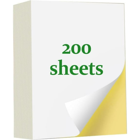 200 Sheets of Sticker Paper- White Matte Printable Sticker Paper for Inkjet Printer, Sticker Printer Paper Full Sheet Labels, for Laser/Inkjet Printers,Letter Size (8.5" x 11")