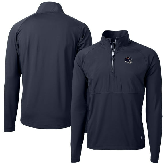 Men's Cutter & Buck Navy Chicago Bears Helmet Adapt Eco Knit Hybrid Recycled Quarter-Zip Pullover Top