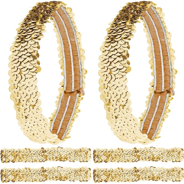 12 diademas elásticas con lentejuelas, brillantes y brillantes, ajustables, a la moda, para el cabello.