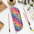 thumbnail image 7 of Leather Semi-Circular Storage Bag 7.5×2.6×1.4in Single Pocket Design Semi-Circular Shape Can Be Used As A Storage Pen Makeup Bag Darkorchid Tie Dye Background Rainbow Colors, 7 of 7