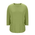 thumbnail image 4 of Qxiansh Plus Size Tops for Women 3/4 Length Sleeve Shirts with Pockets Crew Neck Loose Casual Spring Tunic Blouses, 4 of 7