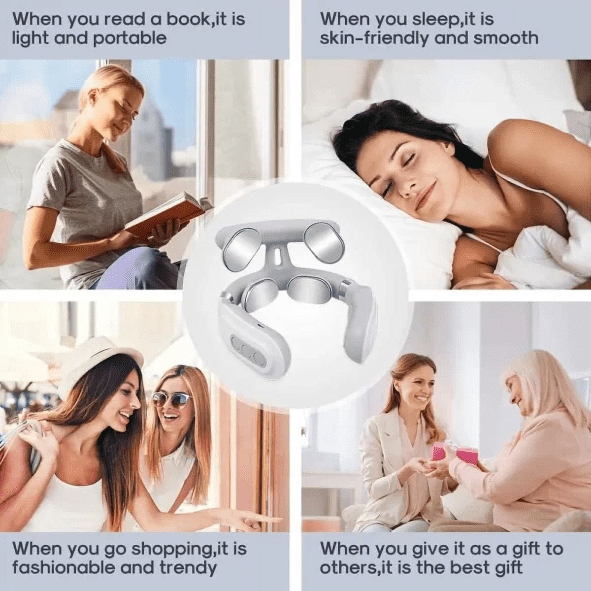 4 Head Neck Massager,2026 Upgraded 4-Head Magic Massager with Ergonomic Design 6 Vibration Modes & 15 Intensity Levels for Home Relaxation & Personal Comfort,Heat And Pulses Therapys for Women Men