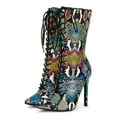 thumbnail image 5 of Women Pointed Toe Lace Up Mid Calf Heel Boot 19556, 5 of 6