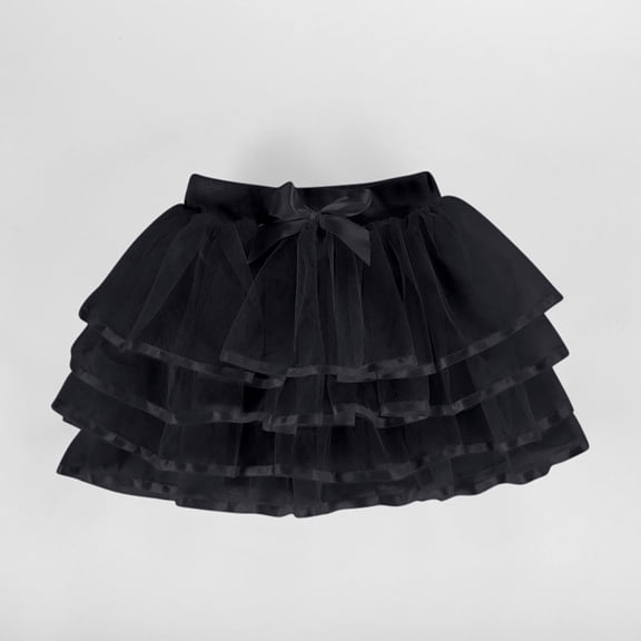 Xdegoge Tutu for Girls 4 Layered Tulle Skirt Fluffy Cute Cake Princess Skirts Elastic Waist Bow Leisure Clothing Dancing Party Costume Back to School Outfits Size 2-13