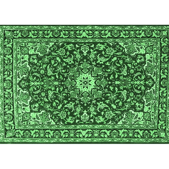 Ahgly Company Indoor Rectangle Oriental Emerald Green Traditional Area Rugs, 5' x 7'