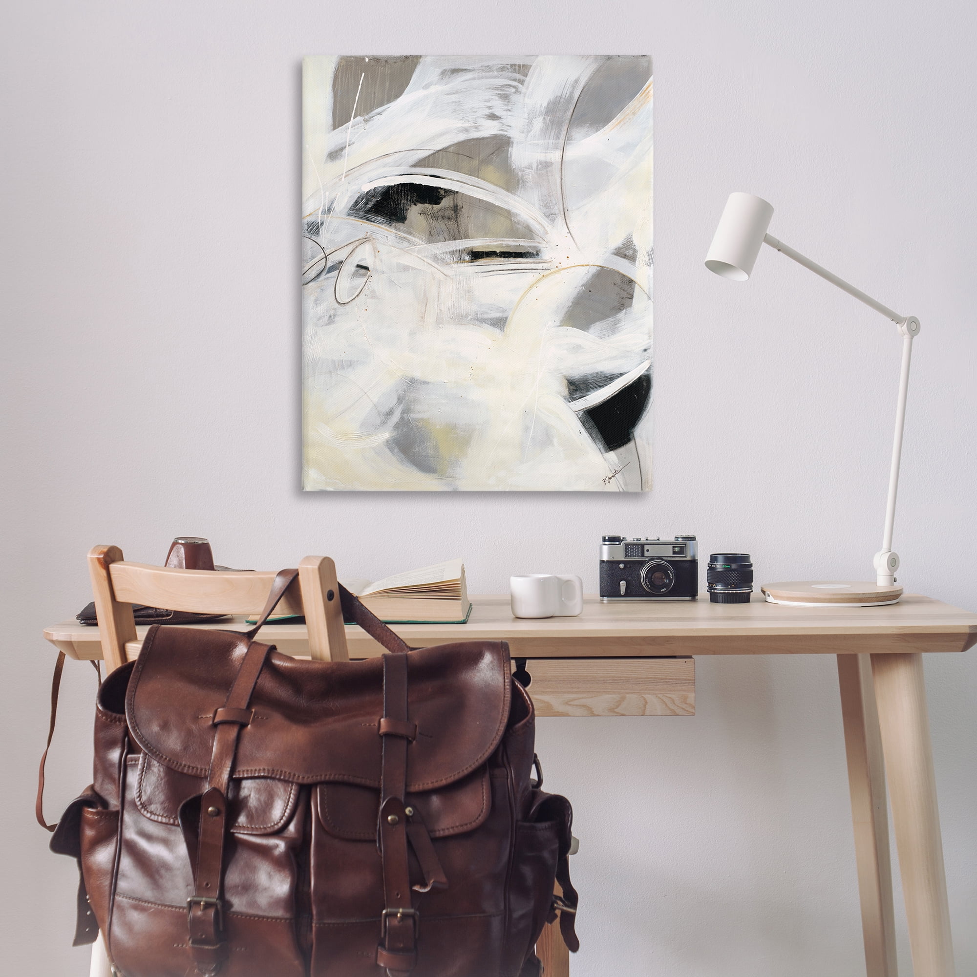 Stupell Industries White Abstract Expression Abstract Painting Wrapped Canvas Art Print Wall Art, 36 x 48