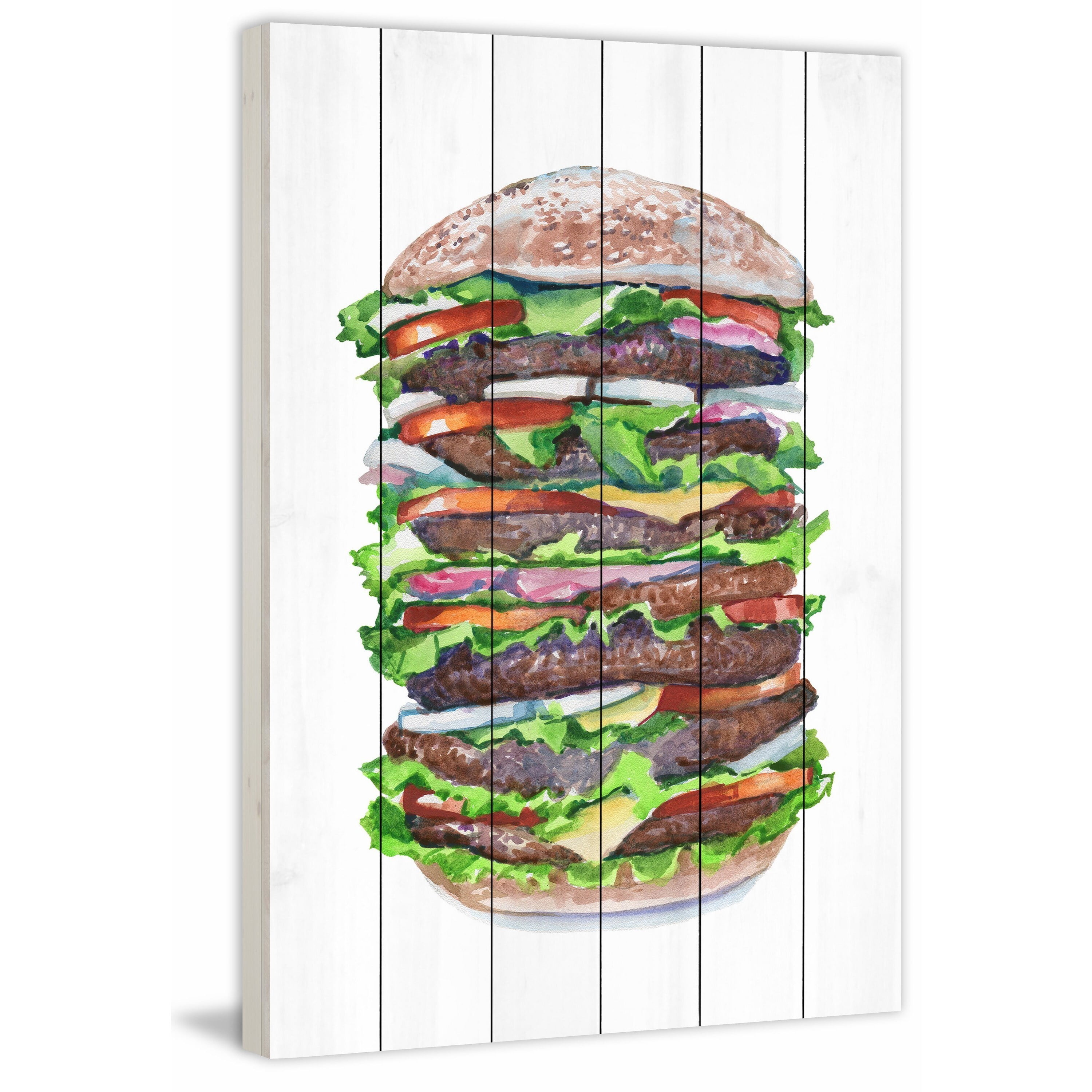 "Stacked High" Painting Art Print on White Wood