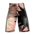 thumbnail image 4 of Stephy Flare Denim Shorts for Women Wide Leg Denim Shorts Woman Vintage Floral Print High Waisted Straight Stretch Pants with Pockets, Gray, 4XL, 4 of 4