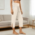 thumbnail image 3 of Gytharion Dressy Capri Pants for Women Stretch Pleat High Waist Lounge Capris Fashionable Solid Casual Side Split Straight-Leg Cropped Pants with Pockets, 3 of 6