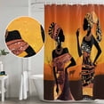 thumbnail image 5 of Black Orange Girls Boho Shower Curtain, Waterproof Shower Curtains for Bathroom, Vintage Ethnic Abstract Art Washable Fabric Bathtub Curtain Set Bath Decor with 12 Hooks Long 72"x84", 5 of 8